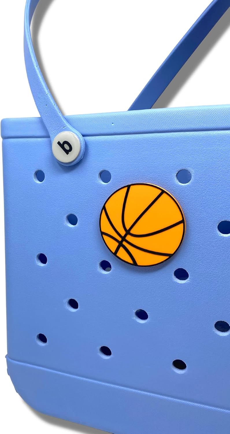 FRESHe BAGLETS - Basketball Charm Accessory Compatible with All Rubber Tote Bags - Decorative Basketball Charm Perfect for Customizing Your Bag & Showing Your Team Support | Made in USA (Basketball) - Image 1